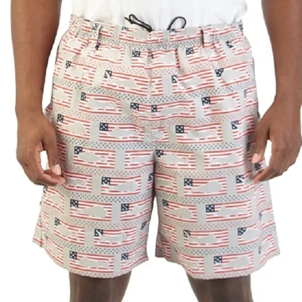 Columbia omnishade sz medium flag shark trunks shorts 6 inseam SW49